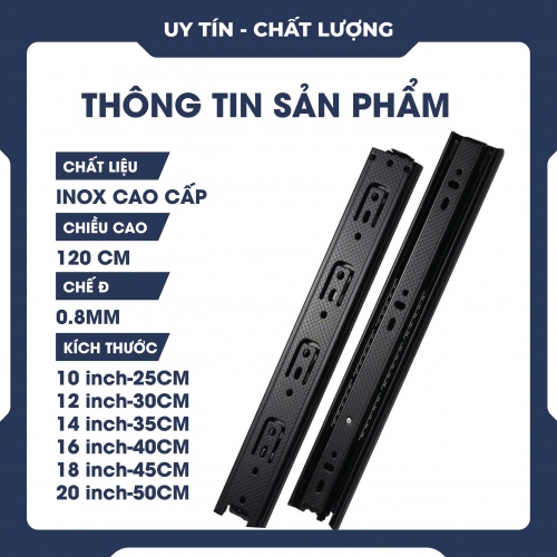 Ray bi trượt ngăn kéo hộc tủ thép không ghỉ cao cấp 002