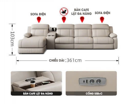 SFD012 - Sofa điện có ghế lật tiện nghi cho không gian sống