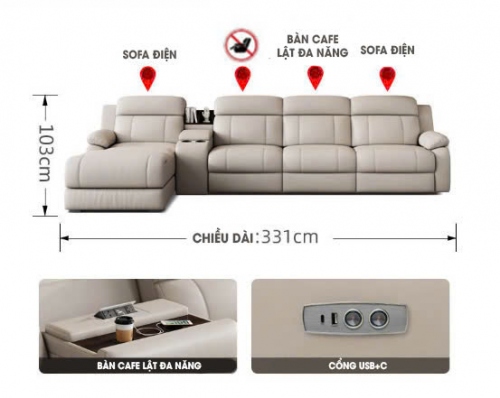 SFD030 - Sofa điện đa năng phiên bản nâng cấp cho cả gia đình