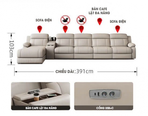 SFD037 - Sofa điện gia đình Champion Flagship có ghế lật