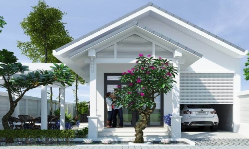 Thiết kế nhà ở cấp 4 mái Thái có gara ô tô tiện nghi 054