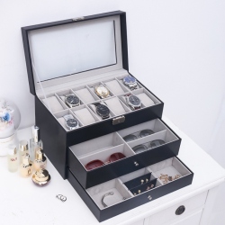 0201 Hộp đựng đồng hồ trang sức mắt kính 3 tầng