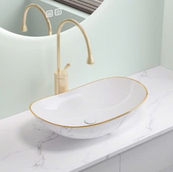 Chậu Lavabo Oval Trắng Vân Đá Tora...