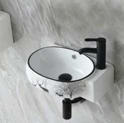 Chậu Lavabo Treo Góc Tường Trắng Họa...