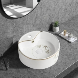 Chậu rửa mặt lavabo sứ có hoa văn Tora...