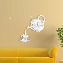 Đồng hồ trang trí phòng khách tách trà đơn giản 307
