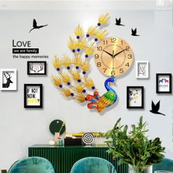 Đồng hồ treo tường hình chim công nghệ thuật đẹp 247