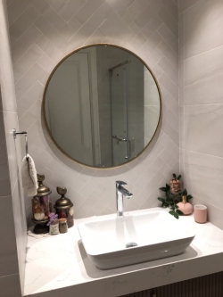 Gương tròn treo tường viền inox phòng tắm 063