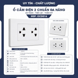 Ổ cắm điện âm tường đôi 6 lỗ đa...