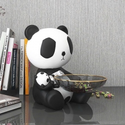 Tượng decor trang trí gấu trúc ôm khay thủy tinh đựng...