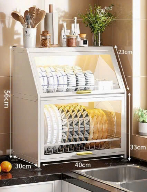 Tủ bếp kéo đựng bát đĩa chống bụi đặt trên bàn 078