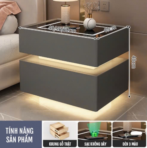 Tủ đầu giường thông minh đèn cảm biến ba màu phòng ngủ TĐG002