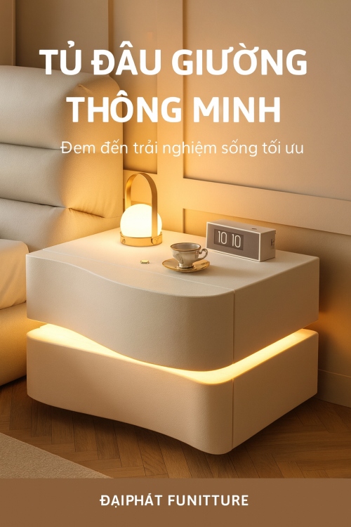 Tủ đầu giường thông minh giúp lưu trữ gọn gàng và tiết kiệm diện tích tối đa