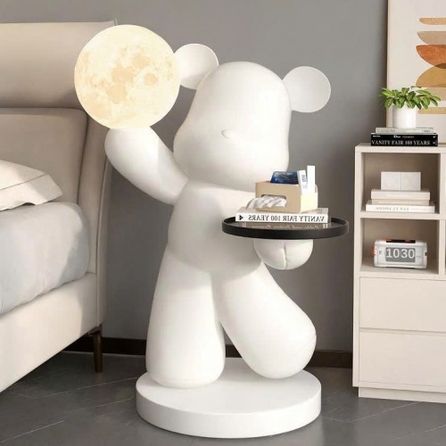 Tượng Decor trang trí gấu cầm mặt trăng cực độc đáo 028