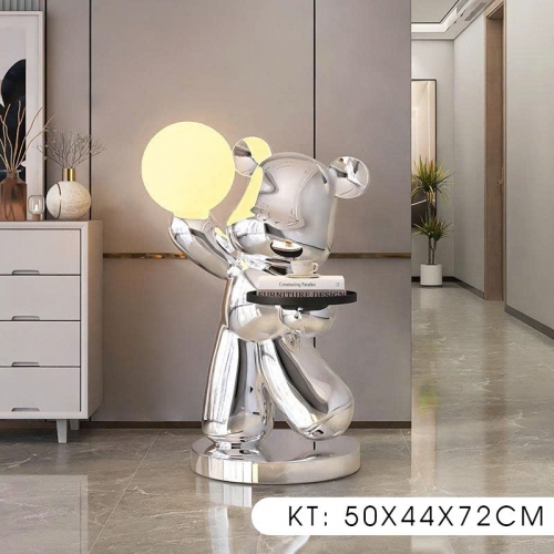 Tượng Decor trang trí gấu cầm mặt trăng cực độc đáo 028