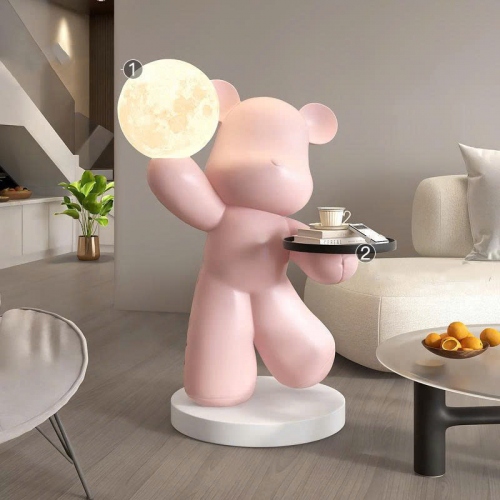 Tượng Decor trang trí gấu cầm mặt trăng cực độc đáo 028
