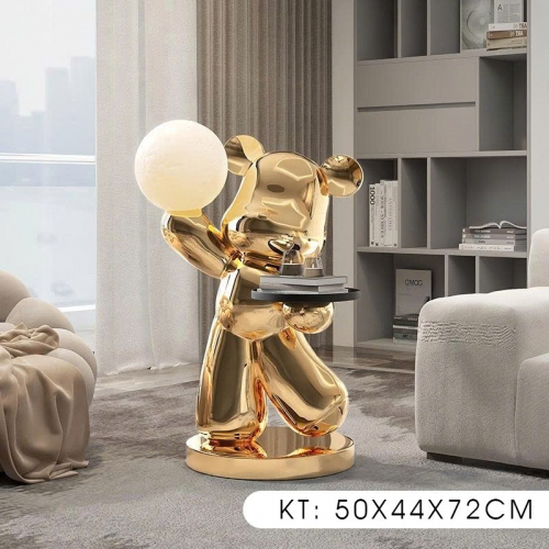 Tượng Decor trang trí gấu cầm mặt trăng cực độc đáo 028