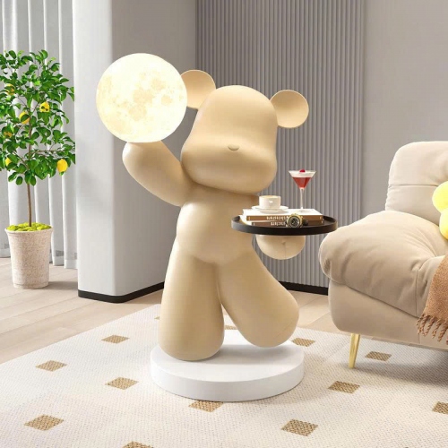 Tượng Decor trang trí gấu cầm mặt trăng cực độc đáo 028