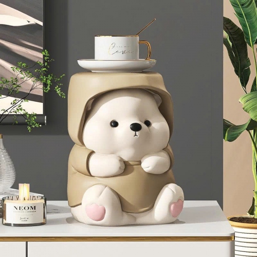 Tượng decor trang trí gấu đáng yêu kèm kệ để đồ mini cao cấp 034