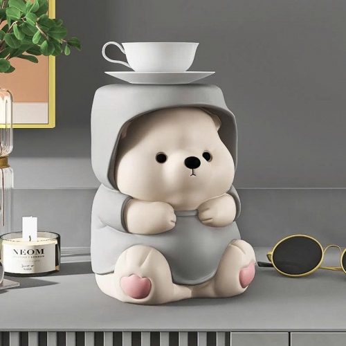 Tượng decor trang trí gấu đáng yêu kèm kệ để đồ mini cao cấp 034