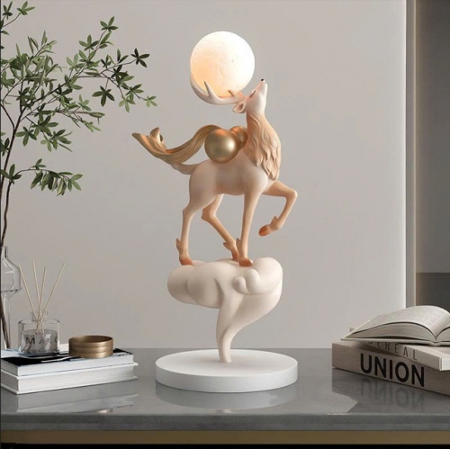 Tượng decor trang trí hươu nâng trăng phong cách châu âu 001