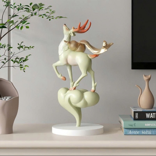 Tượng decor trang trí hươu nâng trăng phong cách châu âu 001