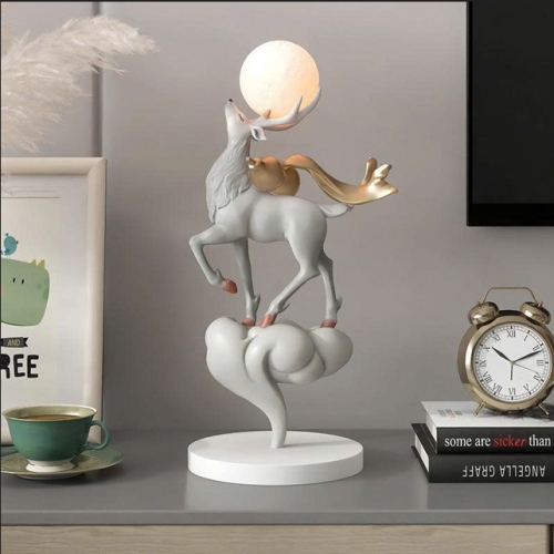 Tượng decor trang trí hươu nâng trăng phong cách châu âu 001