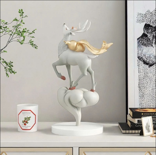 Tượng decor trang trí hươu nâng trăng phong cách châu âu 001