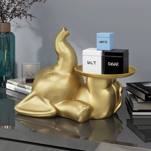 Tượng decor trang trí kết hợp bàn hình chú voi con ngộ nghĩnh dễ thương 027