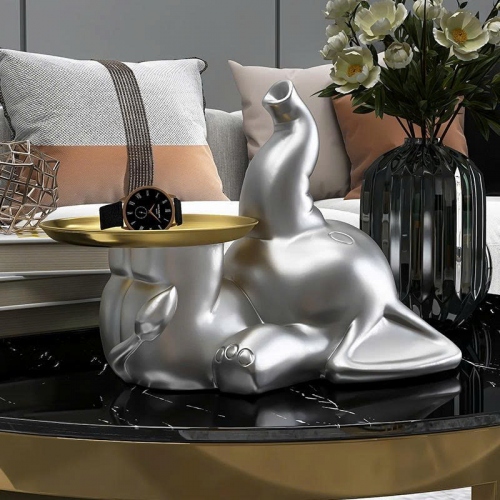 Tượng decor trang trí kết hợp bàn hình chú voi con ngộ nghĩnh dễ thương 027