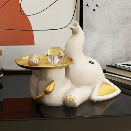 Tượng decor trang trí kết hợp bàn hình chú voi con ngộ nghĩnh dễ thương 027
