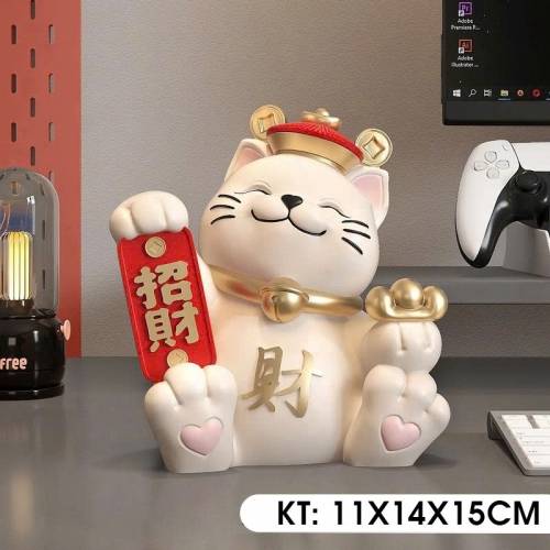 Tượng decor trang trí mèo thần tài sang trọng cao cấp 018