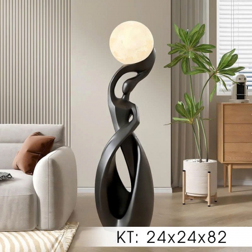 Tượng decor trang trí nội thất kèm đèn quả cầu mặt trăng 002