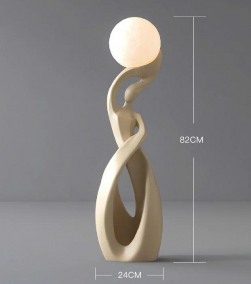 Tượng decor trang trí nội thất kèm đèn quả cầu mặt trăng 002