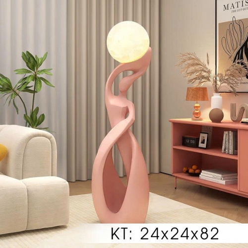 Tượng decor trang trí nội thất kèm đèn quả cầu mặt trăng 002