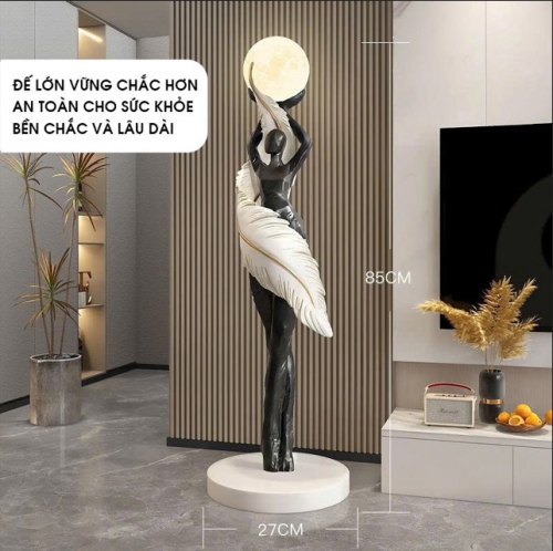 Tượng decor trang trí nữ thần và ánh trăng nghệ thuật 007