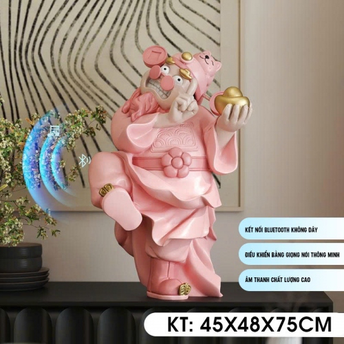Tượng decor trang trí Thần Tài vui vẻ trang bị loa bluetooth mang đến sự may mắn 017