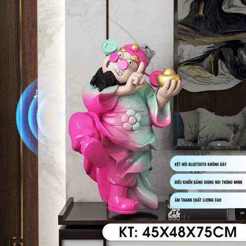 Tượng decor trang trí Thần Tài vui vẻ trang bị loa bluetooth mang đến sự may mắn 017