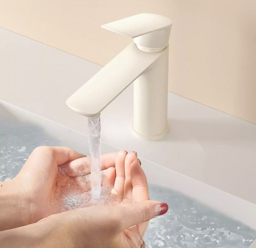 Vòi Nước Lavabo Nóng Lạnh Sơn Tĩnh Điện Màu Trắng VRMSP002