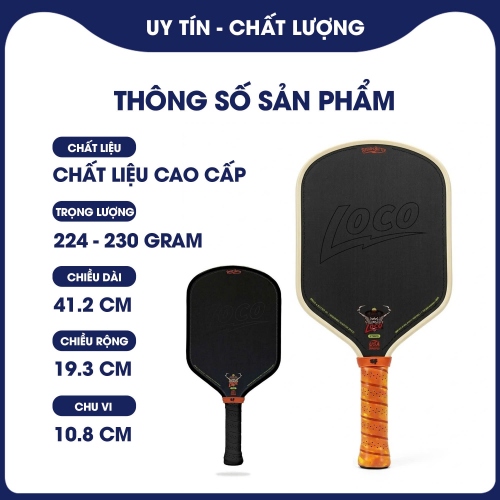 Vợt Pickleball LOCO Bread And Butter Chính Hãng Cao Cấp, Kiểm Soát Tốt Đánh Êm Chuẩn Giải