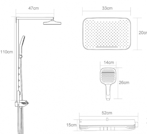 VS132 - Bộ vòi sen ổn định nhiệt độ màn hình kỹ thuật số có đèn chiếu sáng thông minh